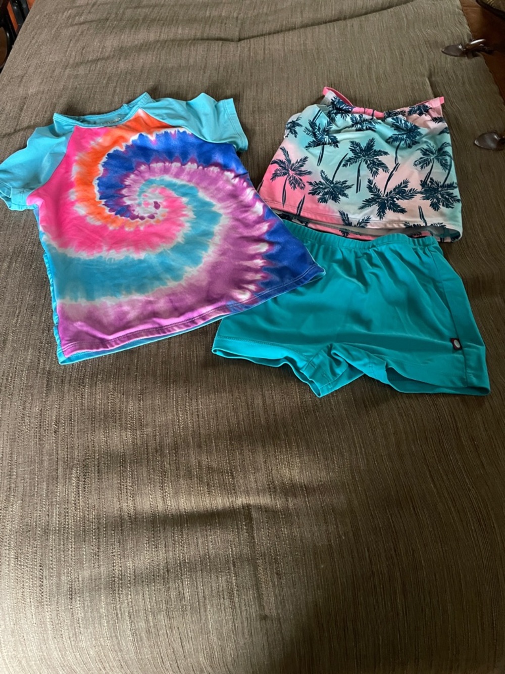 Lands' End Kids Tie-Dye Short Sleeve Pajama Set in Turquoise, Pink and Purple